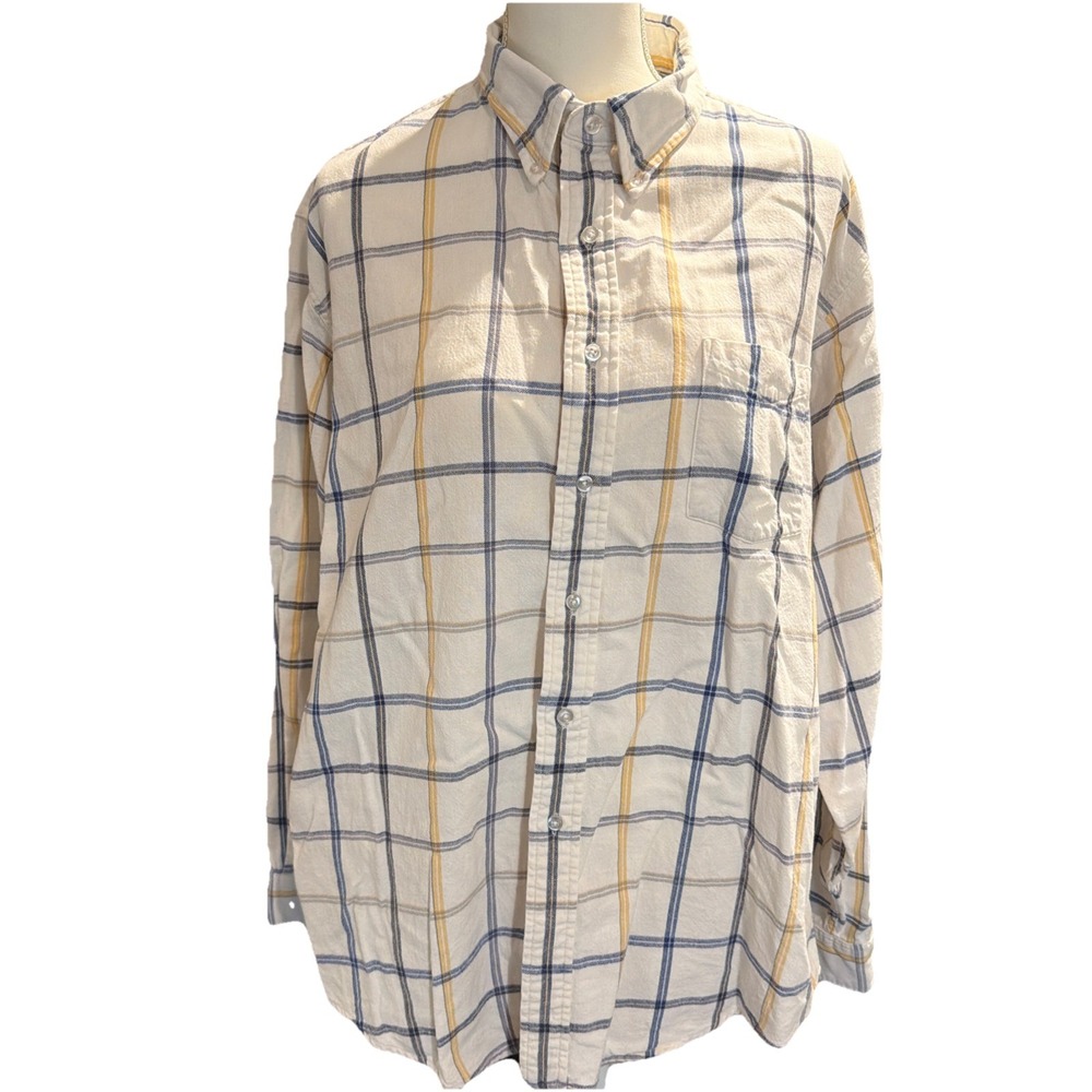 VTG L.L. Bean Northwoods Cotton Flannel Shirt Mens XL Plaid Button Down MADE USA